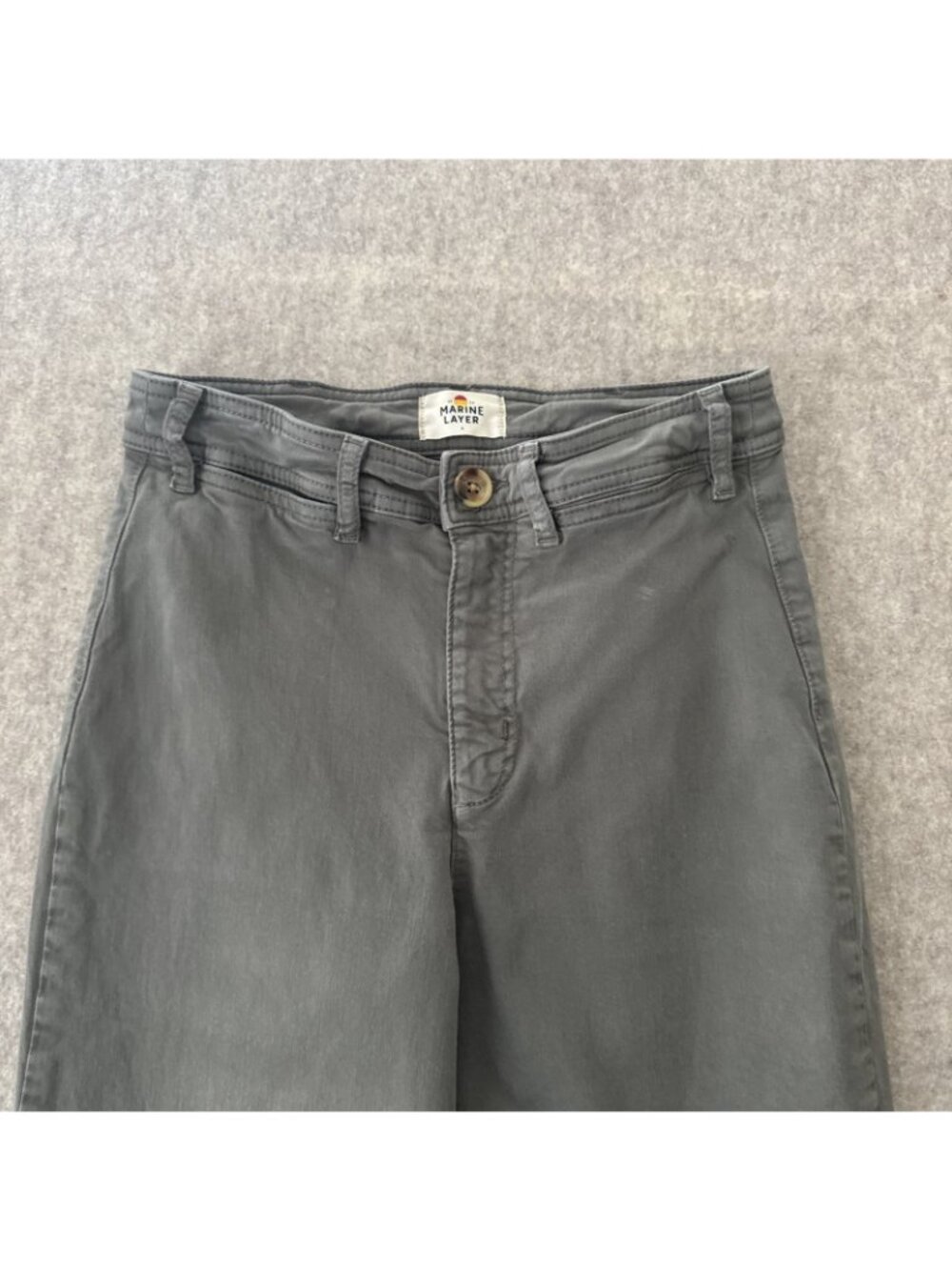 Marine Layer Bridget Wide Leg Crop Pants Womens 4 Slate Gray Cotton Stretch - Picture 2 of 16